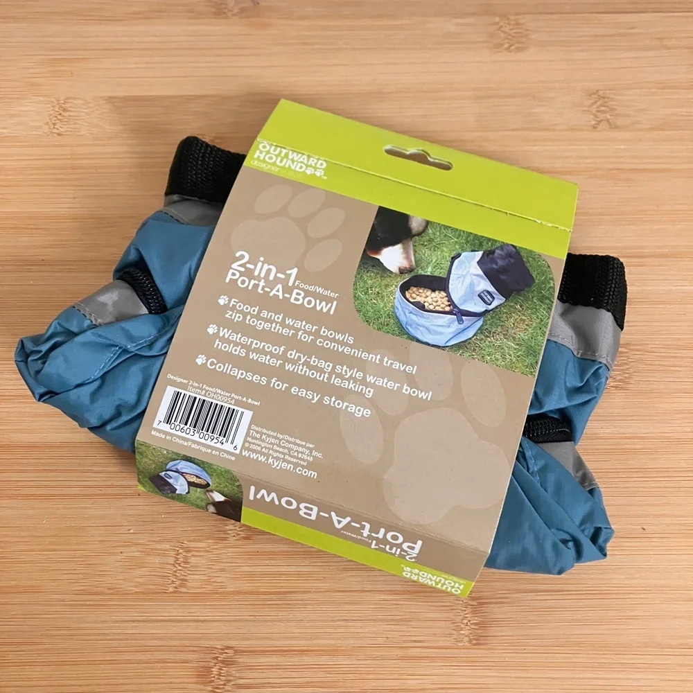 Outward Hound 2-in-1 Food & Water Travel Pet Bowl in Ice Blue
